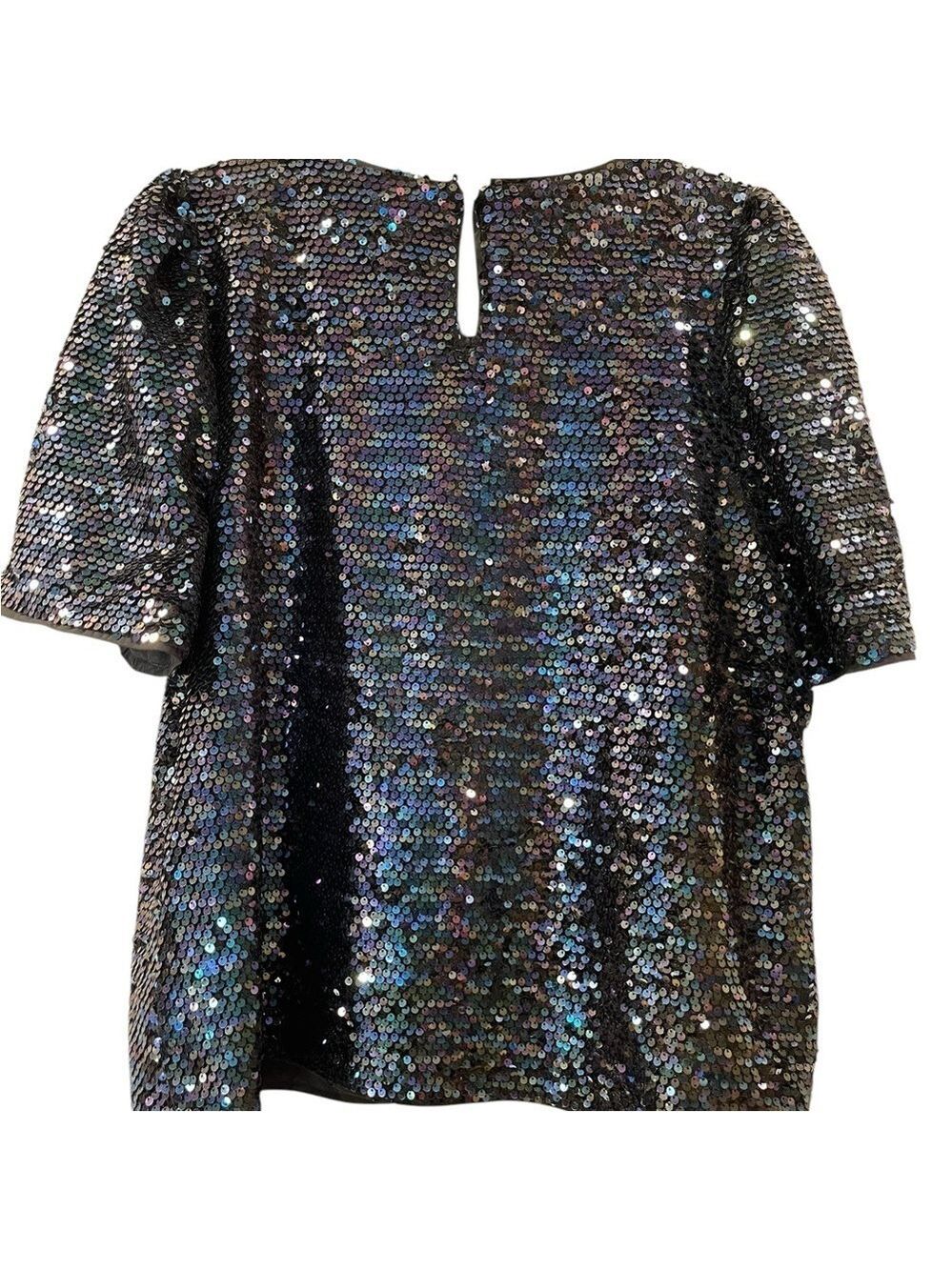 Cece Women’s Iridescent Sequin Mesh Dressy Blouse Top Shirt Dressy Party Size XL - Picture 2 of 7